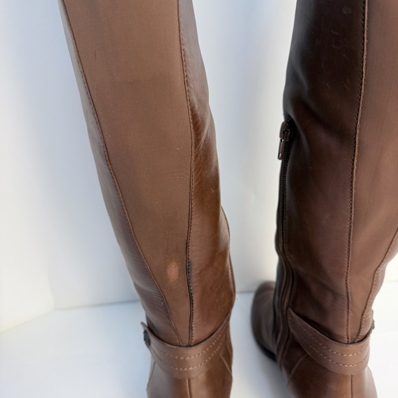 Anne Klein iFlex Brown Leather Wide Leg Knee High Riding Boots US 8M *Flaw* - Picture 4 of 12